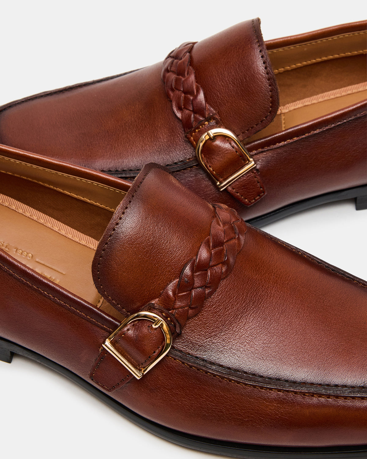 CHAPLIN Tan Leather Woven-Strap Buckle Slip-On Men's Loafer | Steve Madden