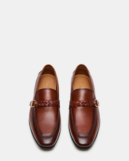CHAPLIN Tan Leather Woven-Strap Buckle Slip-On Men's Loafer | Steve Madden