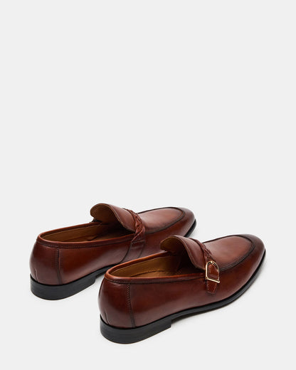 CHAPLIN Tan Leather Woven-Strap Buckle Slip-On Men's Loafer | Steve Madden