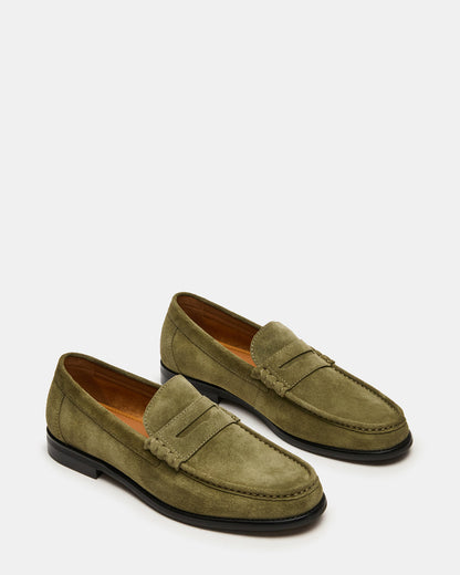 HUCKLE Green Suede Slip-On Men's Loafer | Steve Madden