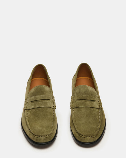 HUCKLE Green Suede Slip-On Men's Loafer | Steve Madden