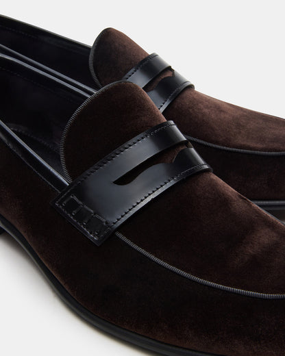 YARDLY Brown Velvet Slip-On Men's Dress Loafer | Steve Madden