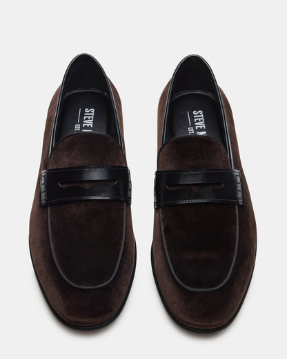 YARDLY Brown Velvet Slip-On Men's Dress Loafer | Steve Madden