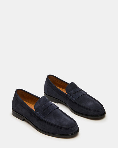HUCKLE Navy Suede Slip-On Men's Loafer | Steve Madden