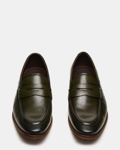 LIGHTNING Dark Green Round-Toe Slip-On Men's Loafer | Steve Madden