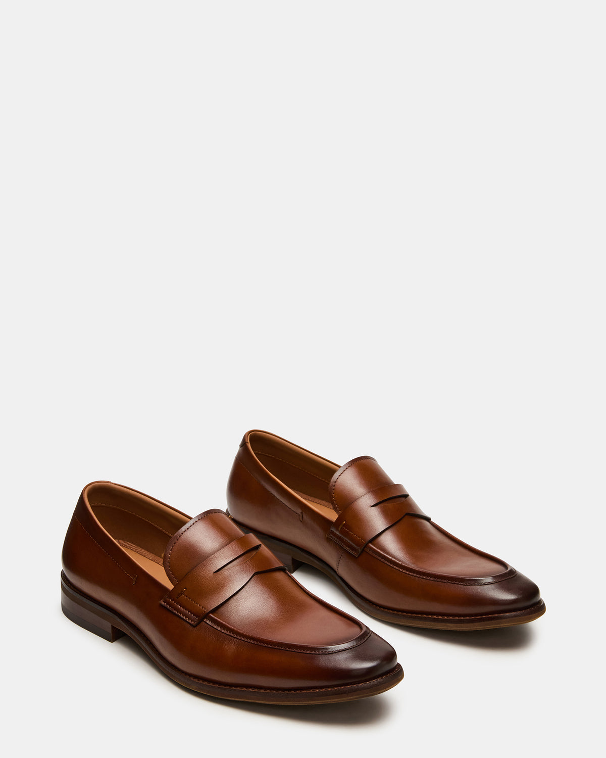 LIGHTNING Tan Leather Round-Toe Slip-On Men's Loafer | Steve Madden