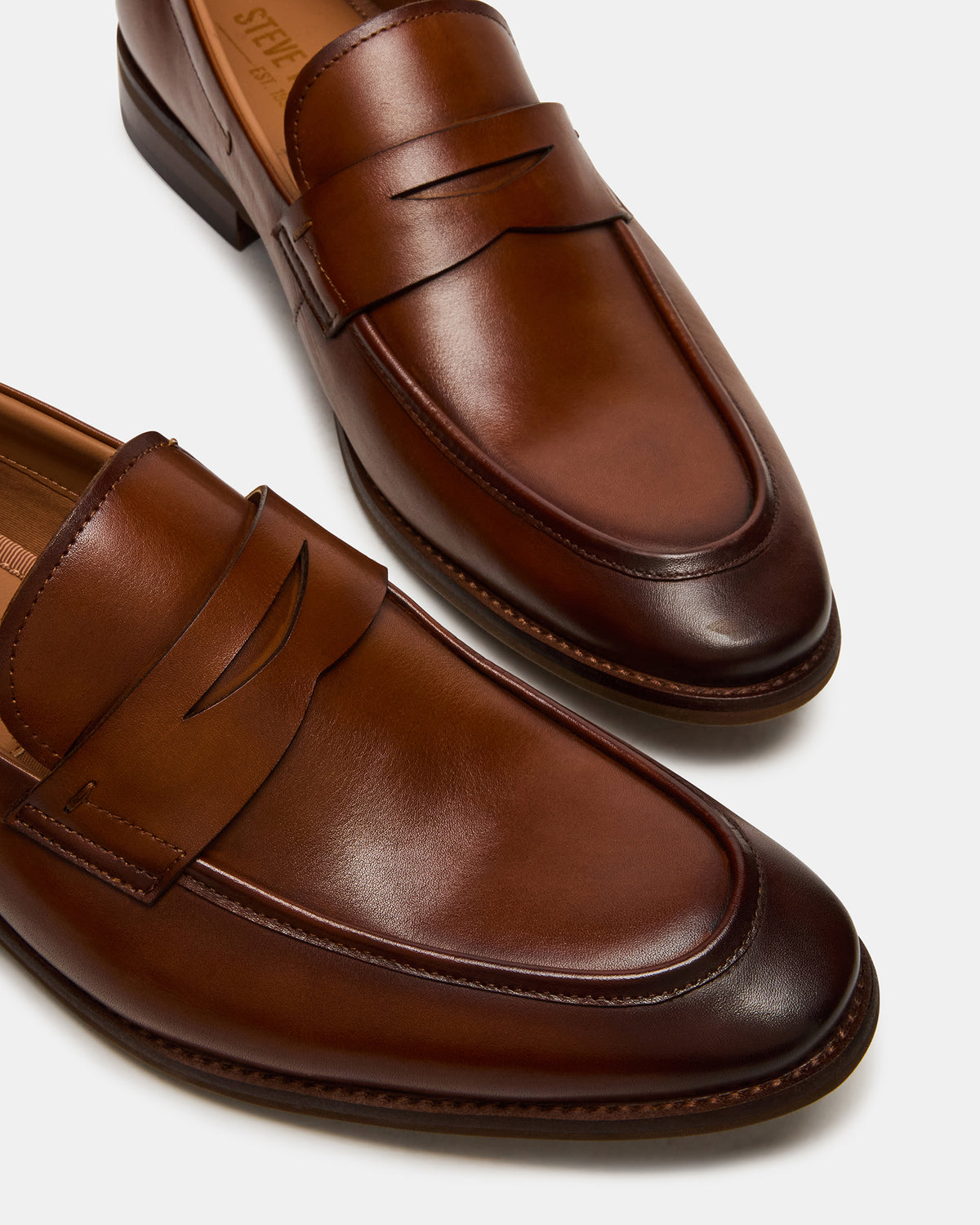 LIGHTNING Tan Leather Round-Toe Slip-On Men's Loafer | Steve Madden
