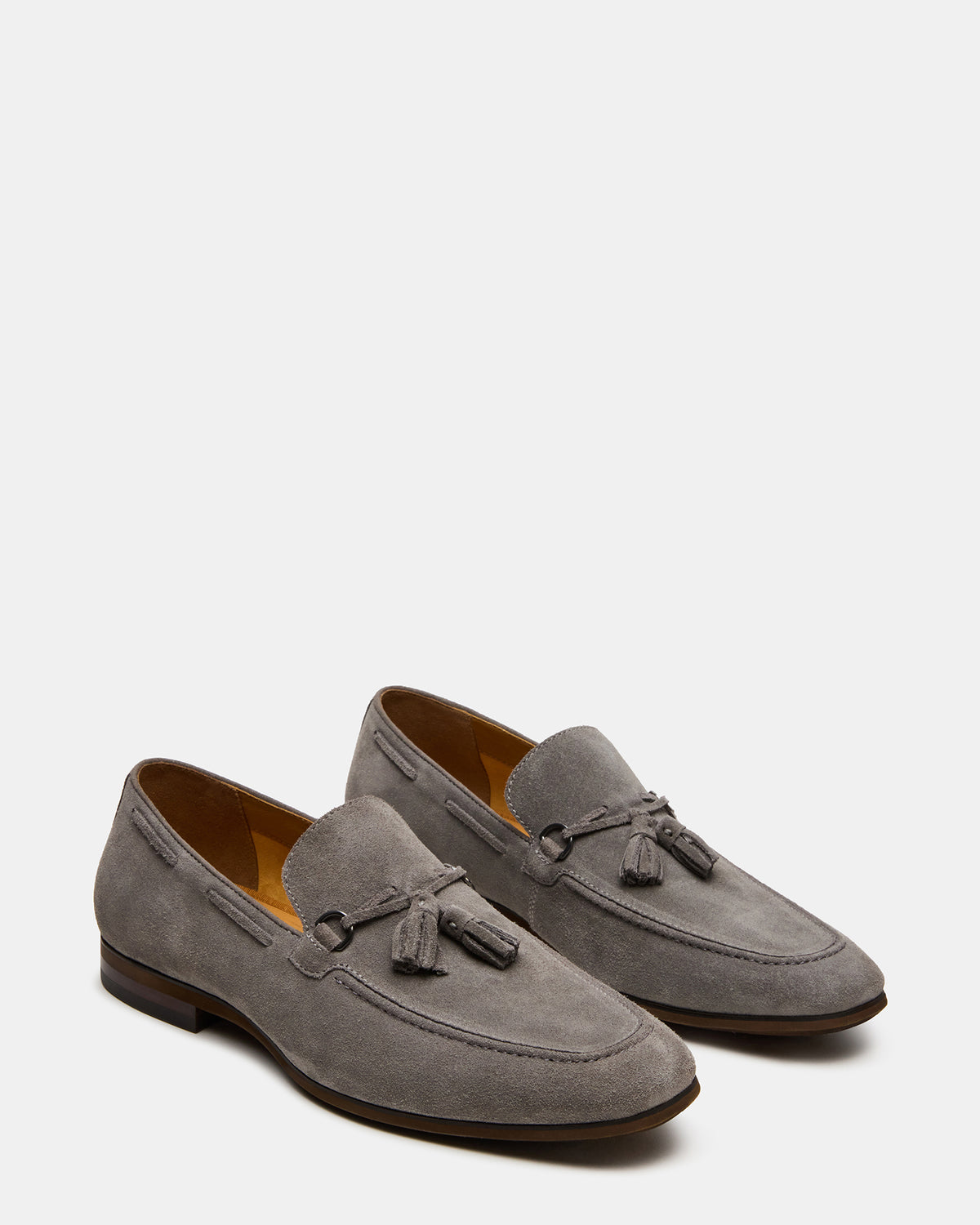 LOGAN Light Grey Suede Tassel Slip-On Men's Loafer | Steve Madden