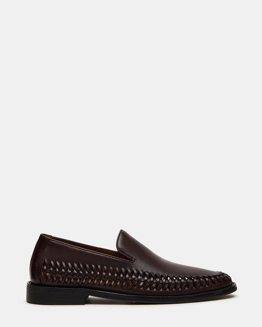 NAPOLI Brown Leather Slip-On Woven Men's Loafer | Steve Madden