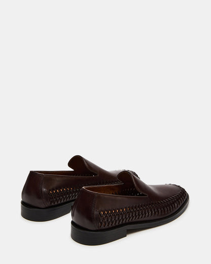 NAPOLI Brown Leather Slip-On Woven Men's Loafer | Steve Madden