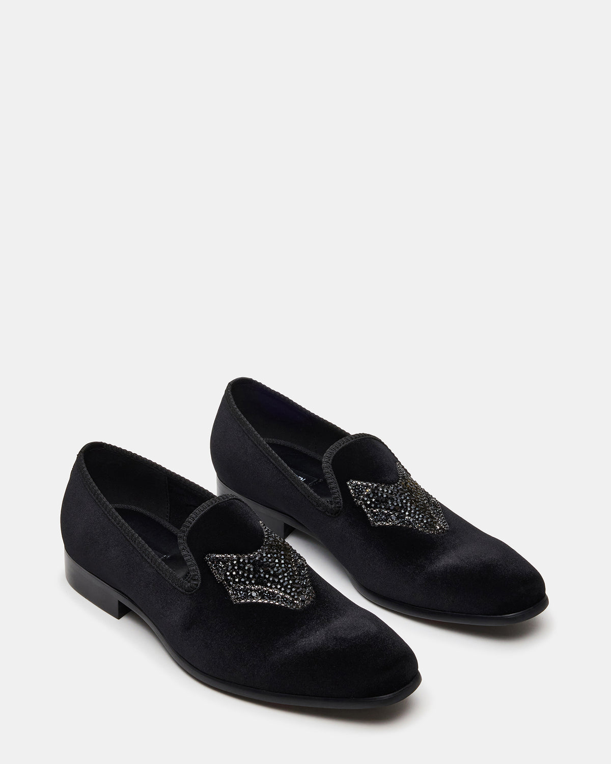 FINN Black Velvet Rhinestone Fox Head Design Slip-On Men's Loafer | Steve Madden
