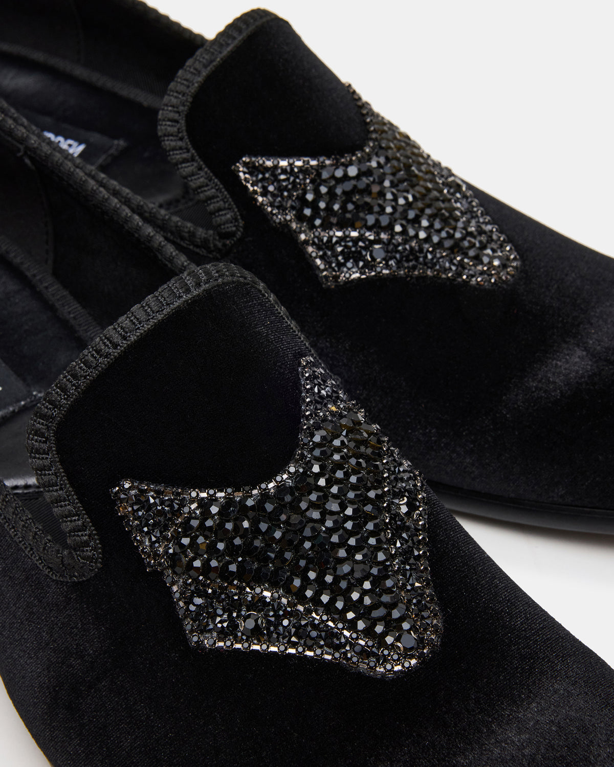 FINN Black Velvet Rhinestone Fox Head Design Slip-On Men's Loafer | Steve Madden