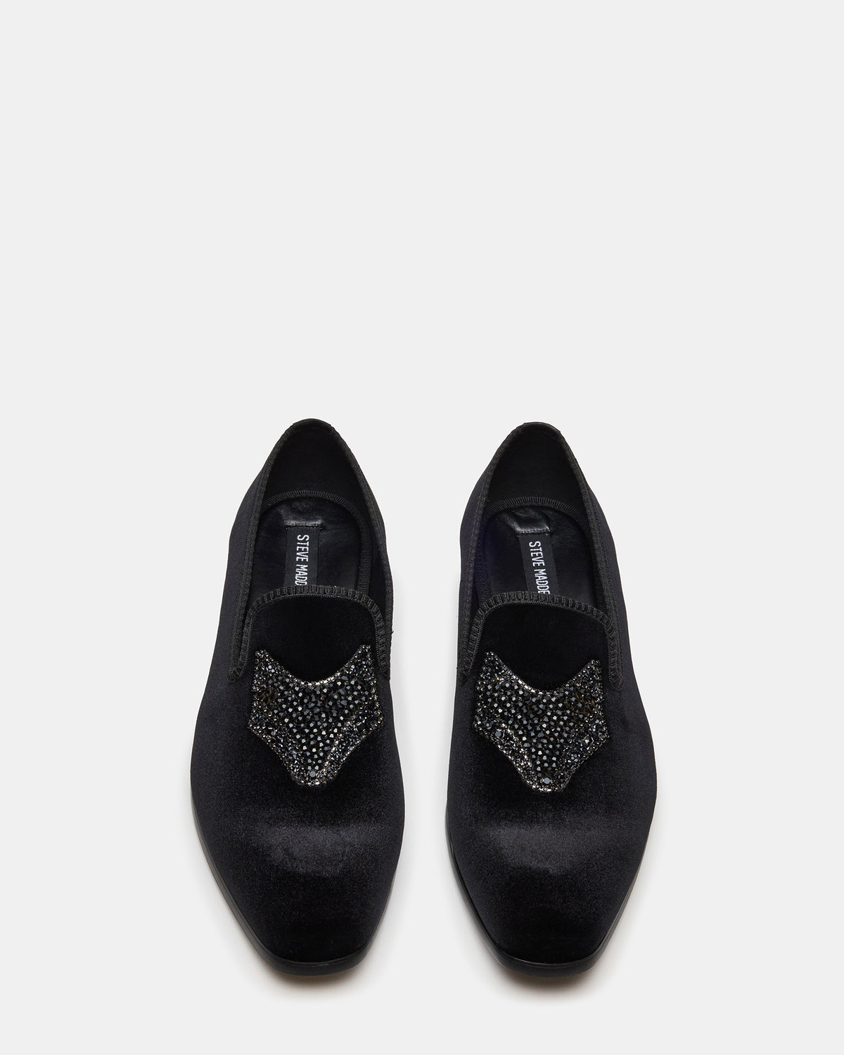FINN Black Velvet Rhinestone Fox Head Design Slip-On Men's Loafer | Steve Madden