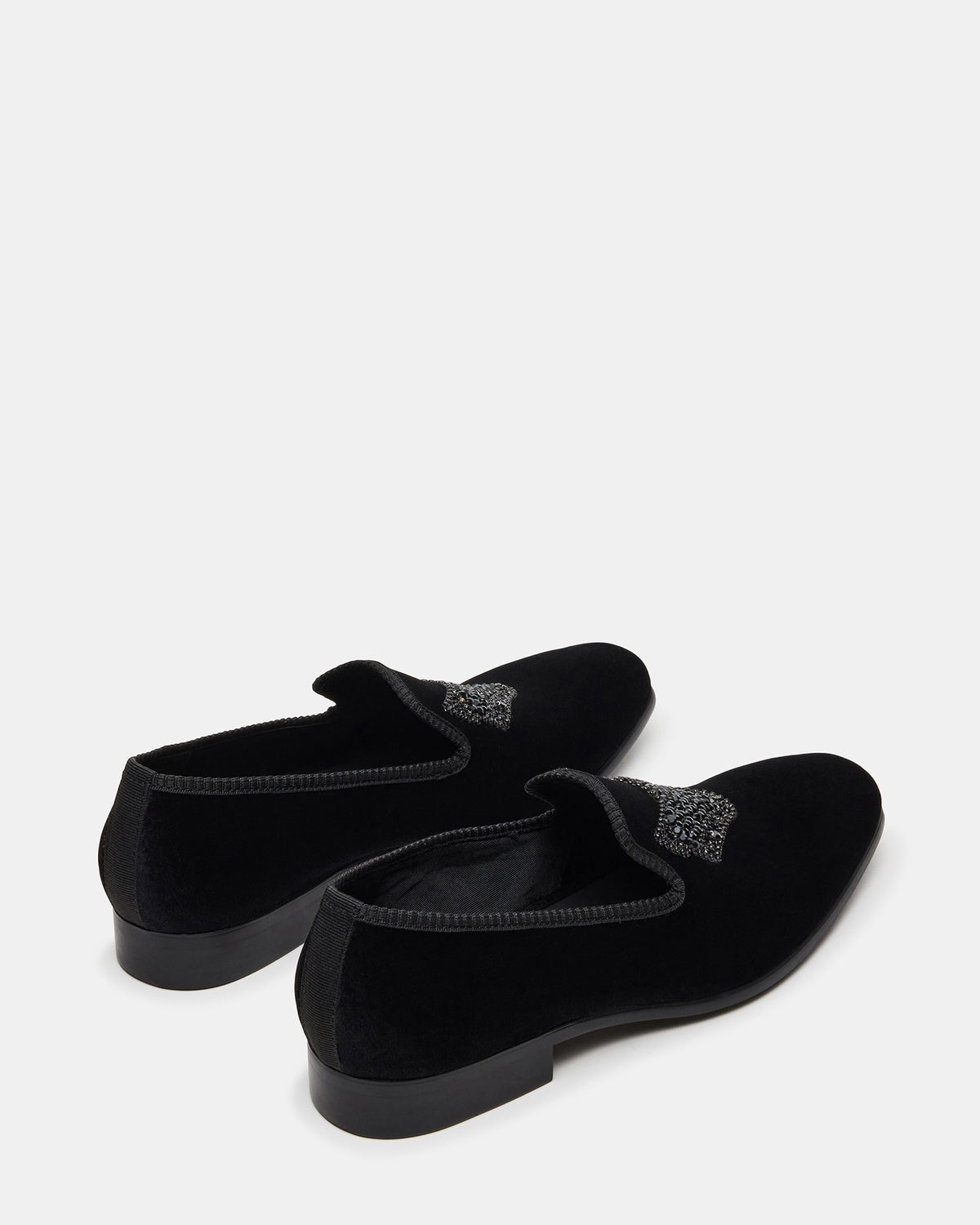 FINN Black Velvet Rhinestone Fox Head Design Slip-On Men's Loafer | Steve Madden
