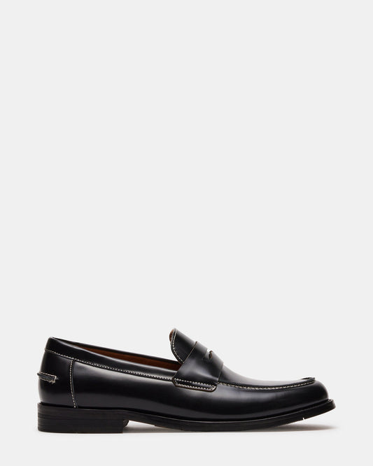 NATAN Black Leather Slip-On Dress Loafer | Men's Loafers | Steve Madden