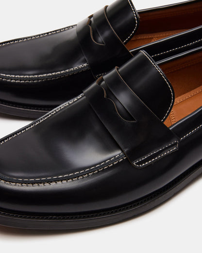 NATAN Black Leather Slip-On Dress Loafer | Men's Loafers | Steve Madden