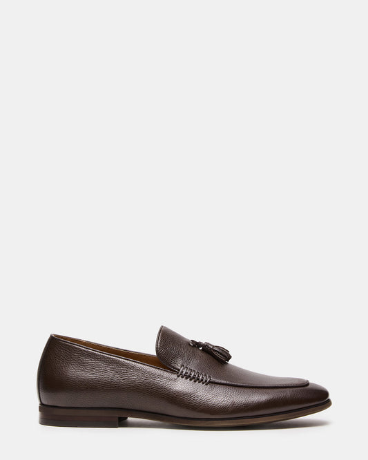 ONDRE Brown Leather Tassel Slip-On Men's Loafer | Steve Madden