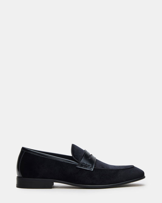 YARDLY Black Velvet Slip-On Men's Dress Loafer | Steve Madden