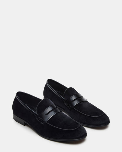 YARDLY Black Velvet Slip-On Men's Dress Loafer | Steve Madden