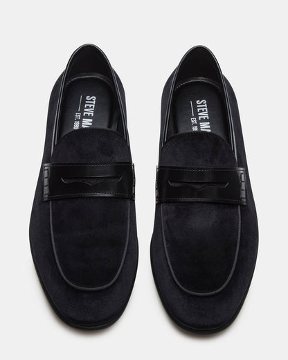 YARDLY Black Velvet Slip-On Men's Dress Loafer | Steve Madden