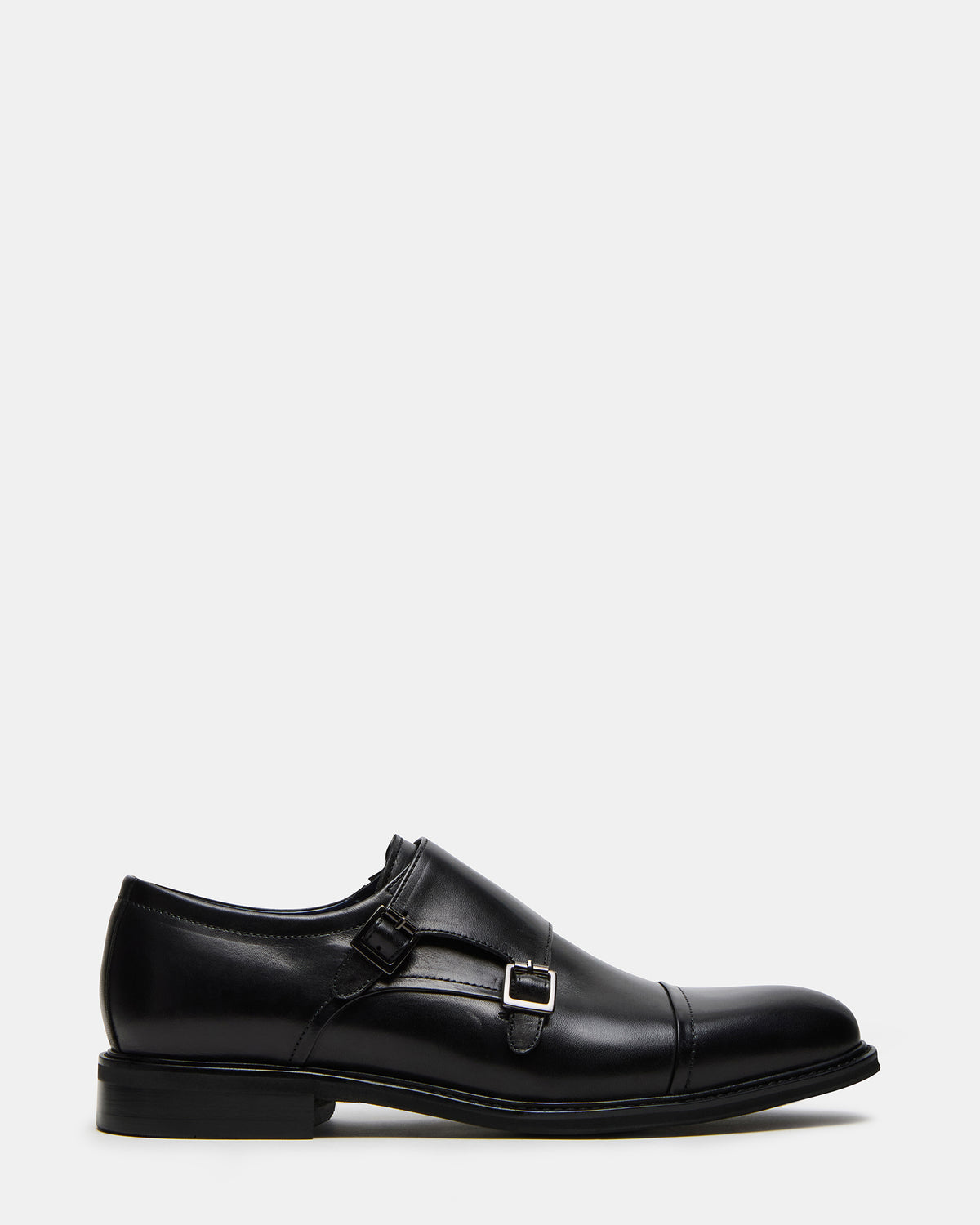 HARAN Black Leather Men's Buckle Strap Dress Shoe | Steve Madden