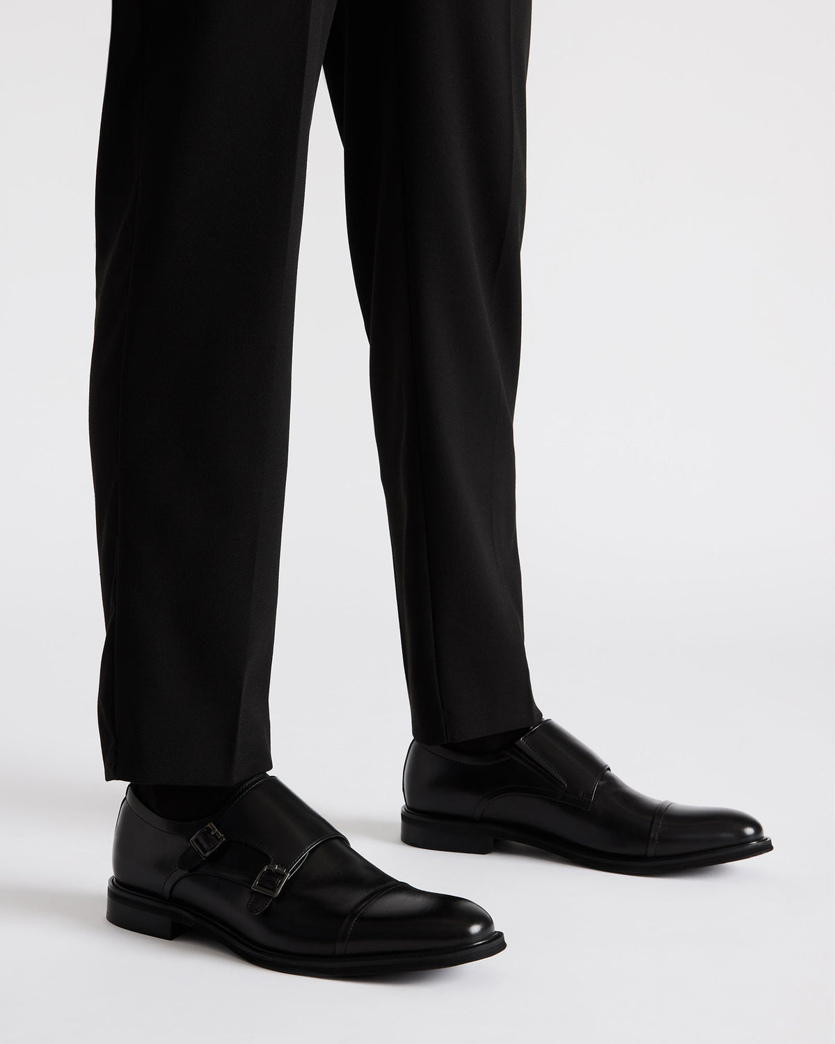 HARAN Black Leather Men's Buckle Strap Dress Shoe | Steve Madden