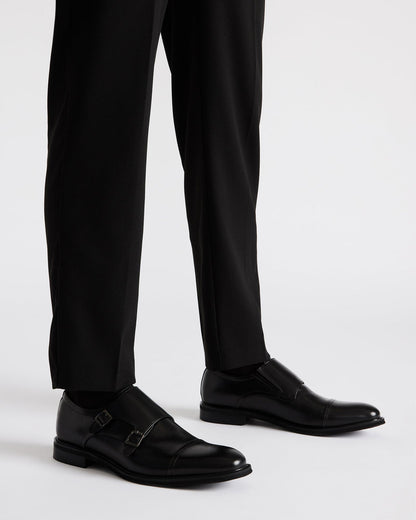 HARAN Black Leather Men's Buckle Strap Dress Shoe | Steve Madden