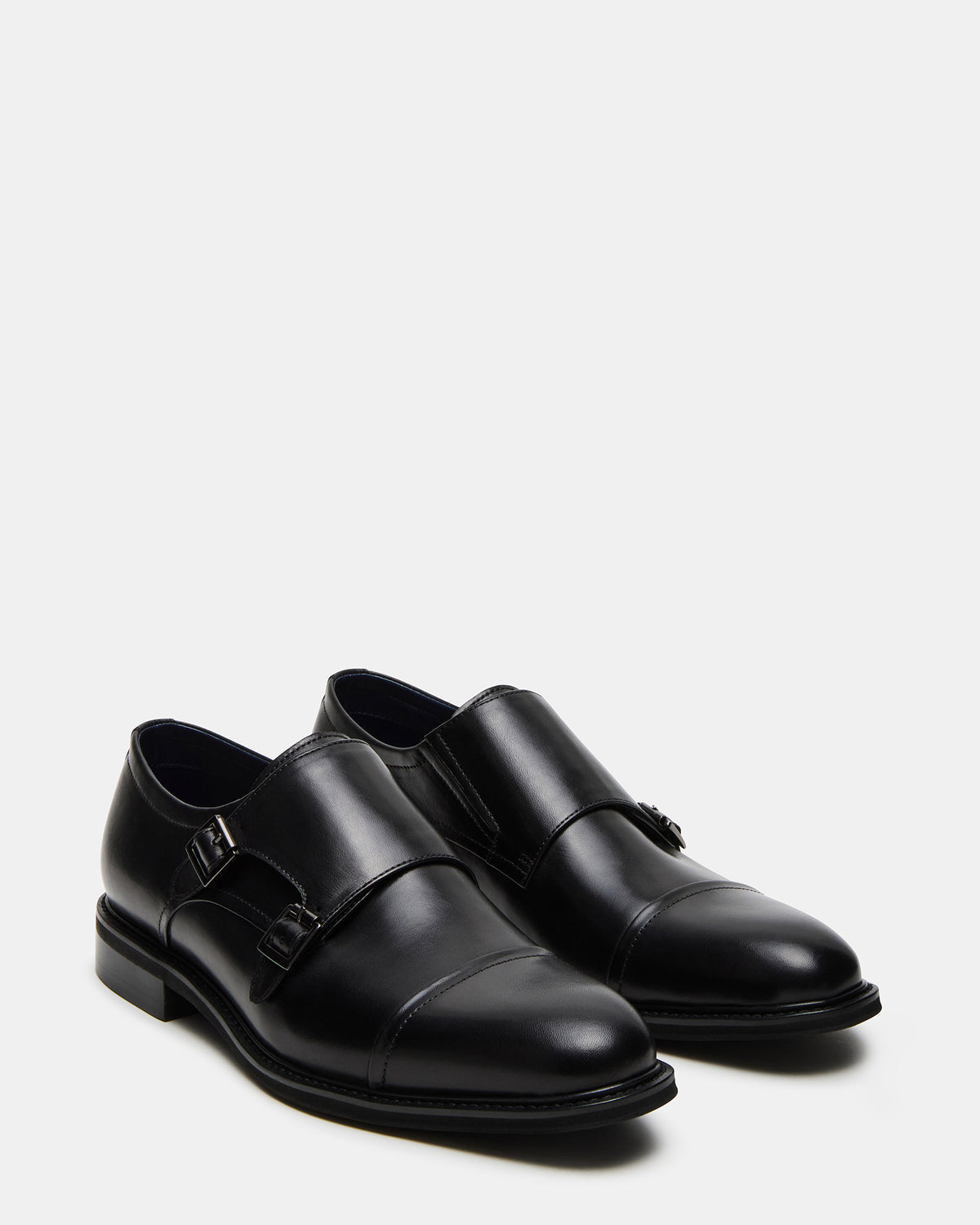 HARAN Black Leather Men's Buckle Strap Dress Shoe | Steve Madden
