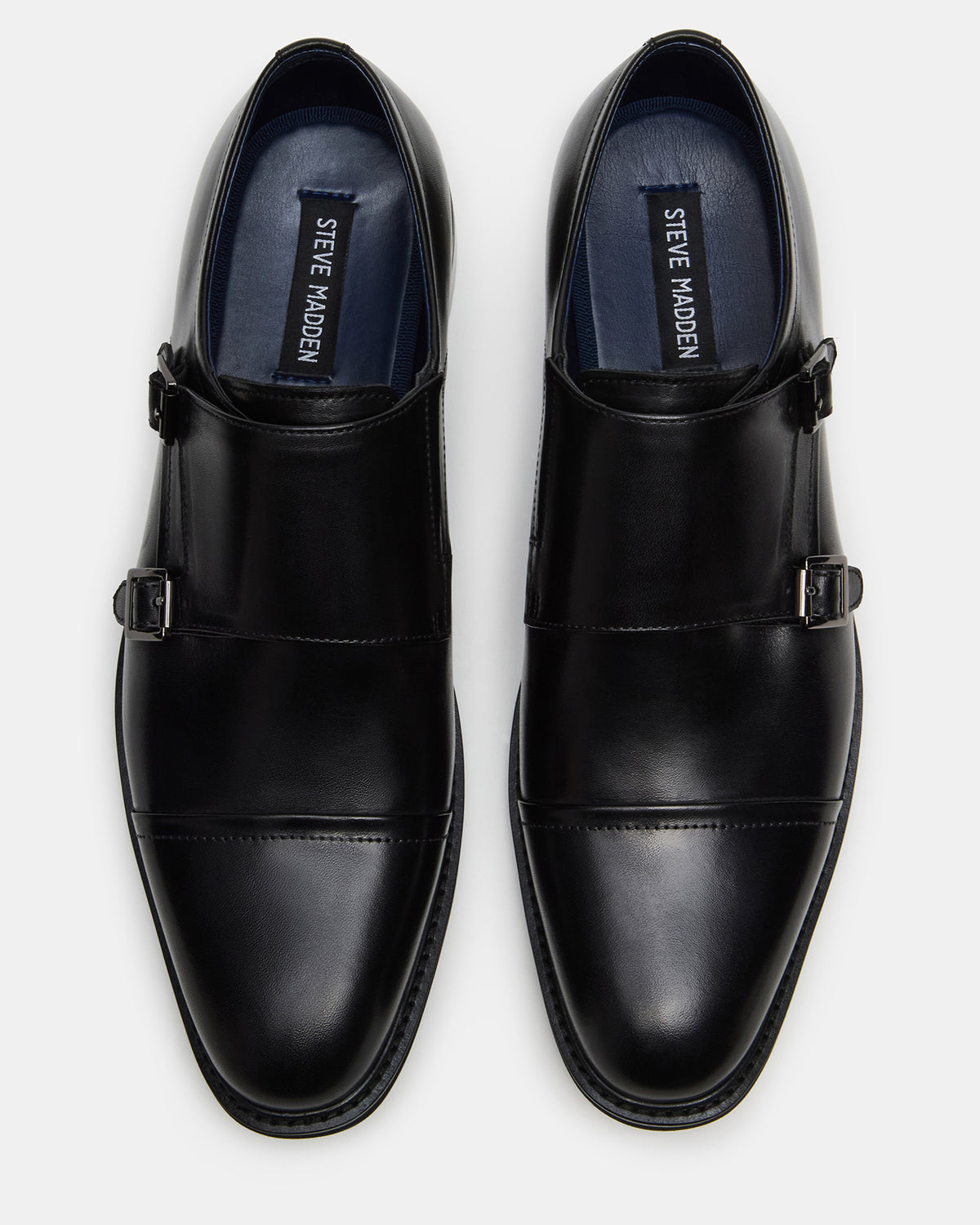 HARAN Black Leather Men's Buckle Strap Dress Shoe | Steve Madden