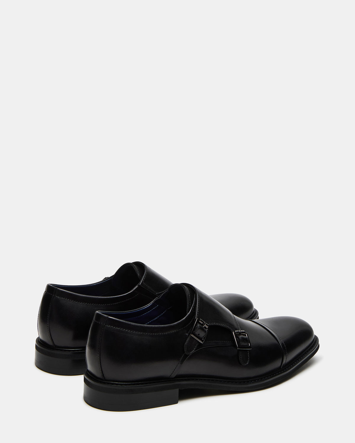 HARAN Black Leather Men's Buckle Strap Dress Shoe | Steve Madden
