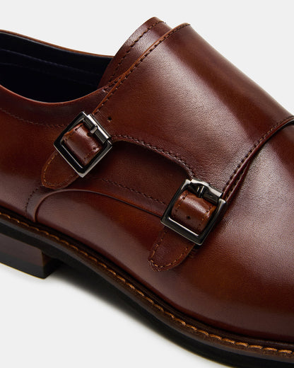 HARAN Tan Leather Men's Buckle Strap Dress Shoe | Steve Madden