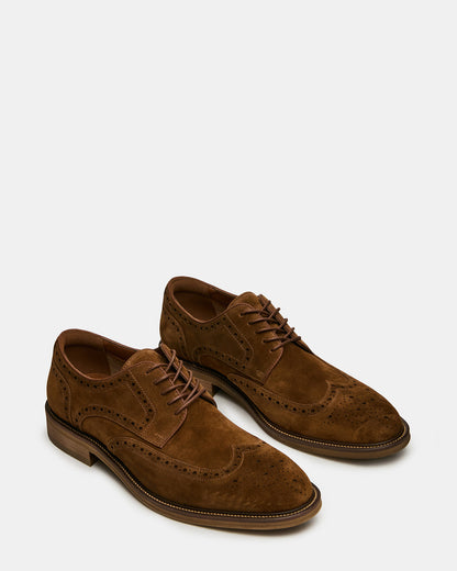 ESTEBAN Cognac Lace-Up Perforated Oxford Men's Dress Shoe | Steve Madden