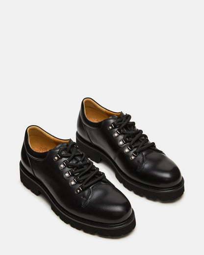 TURBO Black Leather Lace-Up Dress Shoe | Steve Madden