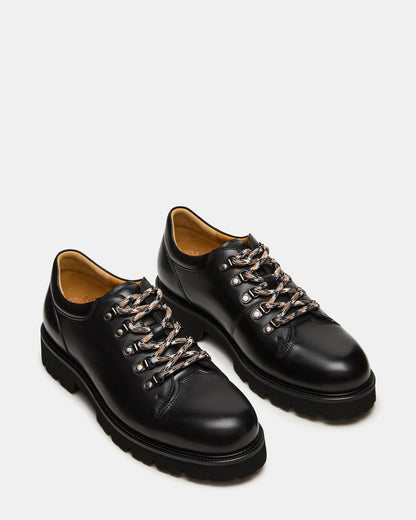 TURBO Black Leather Lace-Up Dress Shoe | Steve Madden