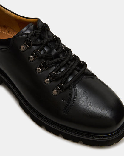 TURBO Black Leather Lace-Up Dress Shoe | Steve Madden