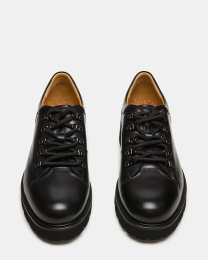 TURBO Black Leather Lace-Up Dress Shoe | Steve Madden