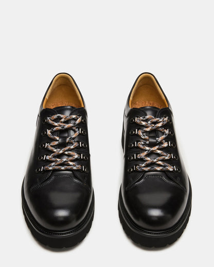 TURBO Black Leather Lace-Up Dress Shoe | Steve Madden