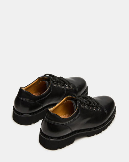 TURBO Black Leather Lace-Up Dress Shoe | Steve Madden