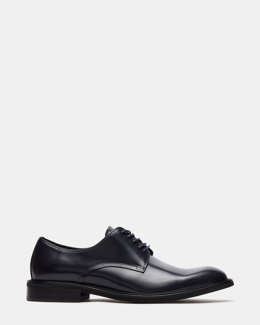 HADAR Navy Box Leather Lace-Up Oxford Dress Shoe | Men's Dress Shoes | Steve Madden