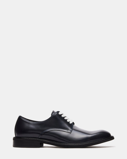 HADAR Navy Box Leather Lace-Up Oxford Dress Shoe | Men's Dress Shoes | Steve Madden