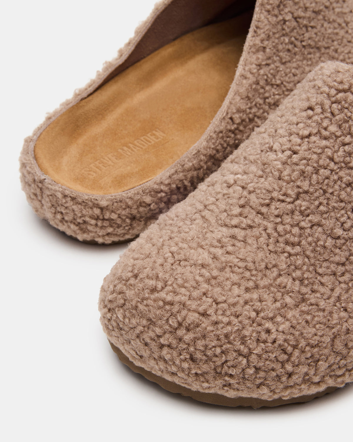 WENDELIN Taupe Faux Shearling Footbed Slip-On Men's Casual Clog | Steve Madden