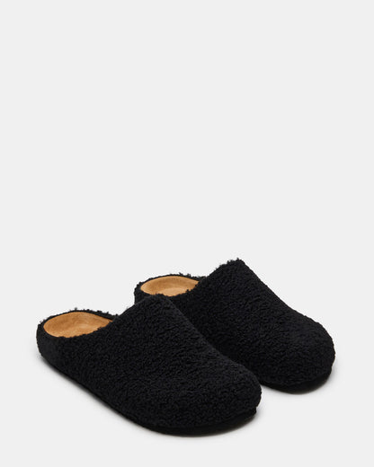 WENDELIN Black Faux Shearling Footbed Slip-On Men's Casual Clog | Steve Madden