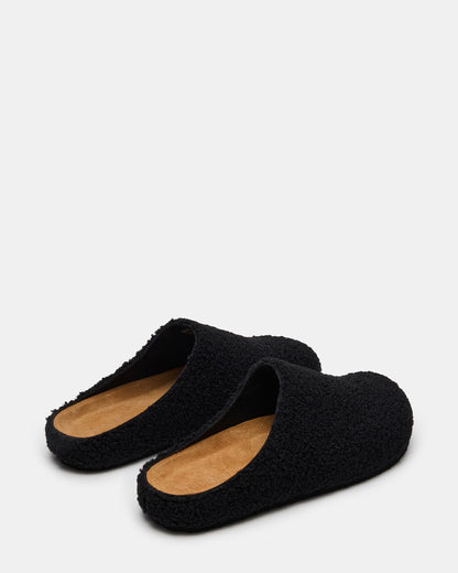 WENDELIN Black Faux Shearling Footbed Slip-On Men's Casual Clog | Steve Madden
