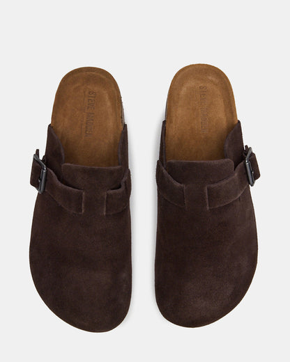 WILDERR Chocolate Brown Suede Slip-On Men's Casual Clog | Steve Madden