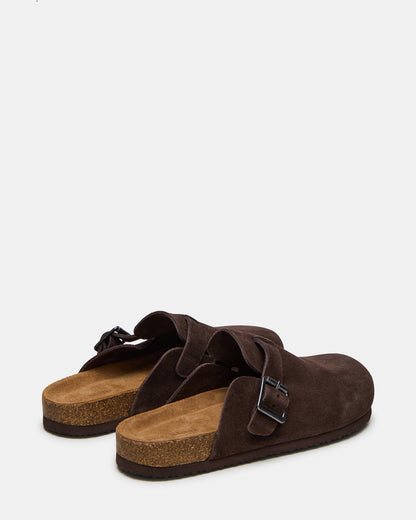 WILDERR Chocolate Brown Suede Slip-On Men's Casual Clog | Steve Madden