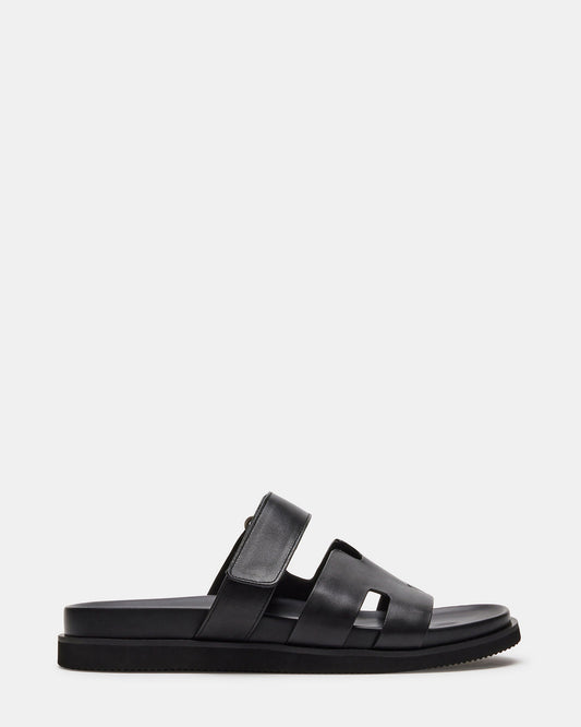 MAIVEN Black Leather Men's Fisherman Sandal | Steve Madden