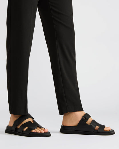 MAIVEN Black Leather Men's Fisherman Sandal | Steve Madden