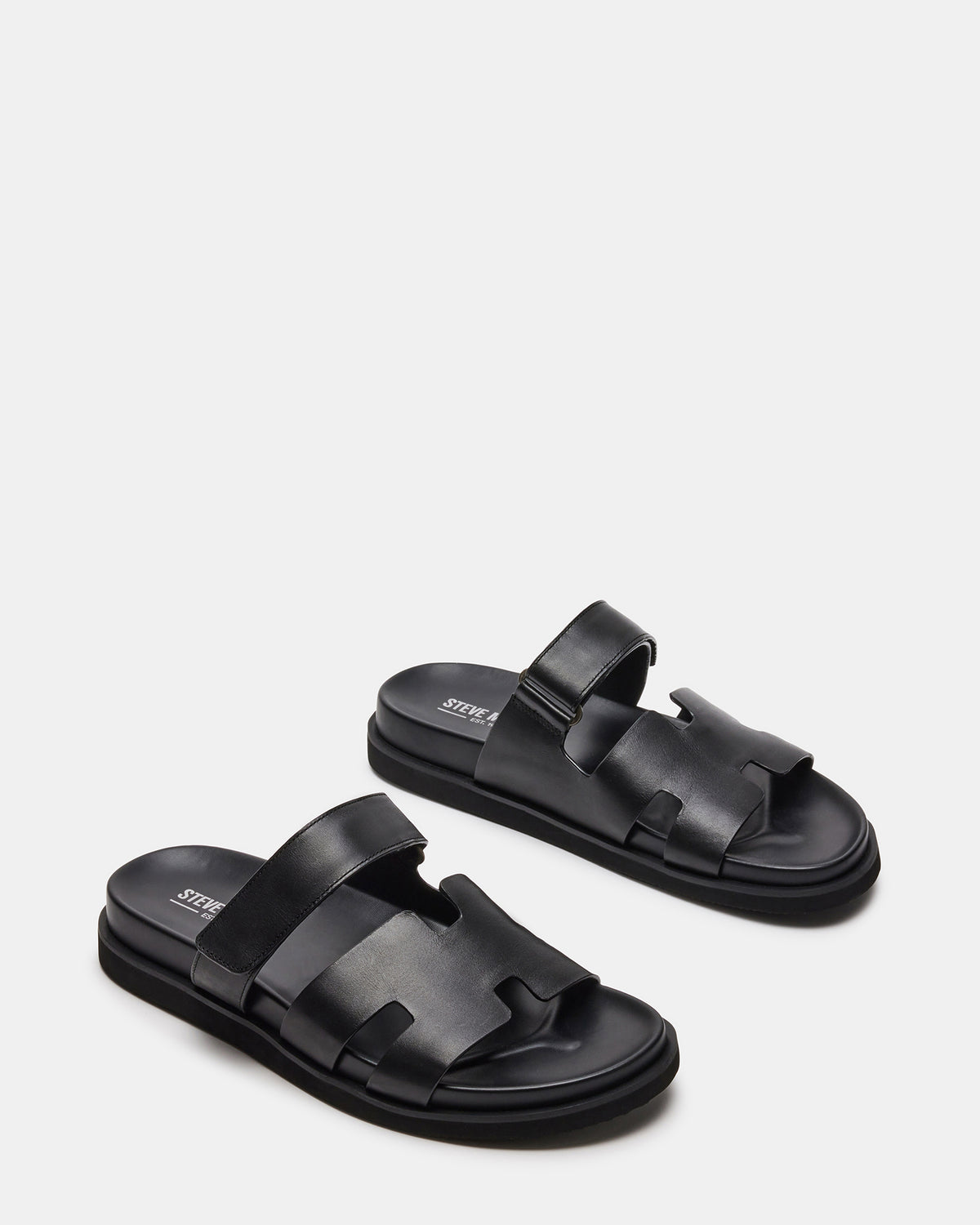 MAIVEN Black Leather Men's Fisherman Sandal | Steve Madden