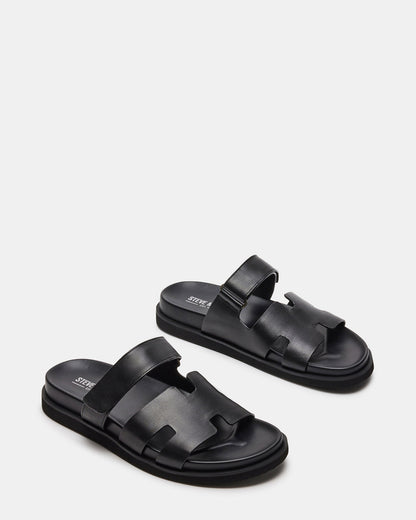 MAIVEN Black Leather Men's Fisherman Sandal | Steve Madden