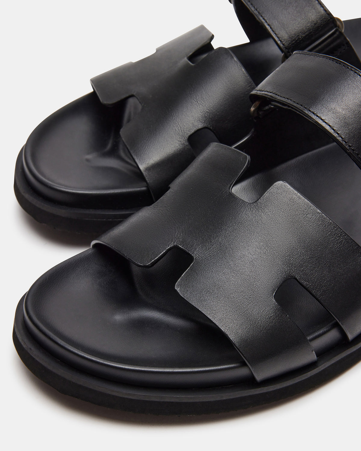 MAIVEN Black Leather Men's Fisherman Sandal | Steve Madden